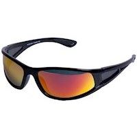 Fed sporty solbrille med orange spejl-glas.