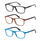 Tilbud: 3 par kvalitets-læsebriller med flex-stænger (uni-sex) "København"