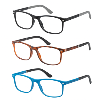 Tilbud: 3 par kvalitets-læsebriller med flex-stænger "København"