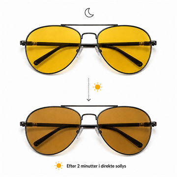 FOTOKROMISK Natkørebrille. Glas bliver mørke i solen "IQ"