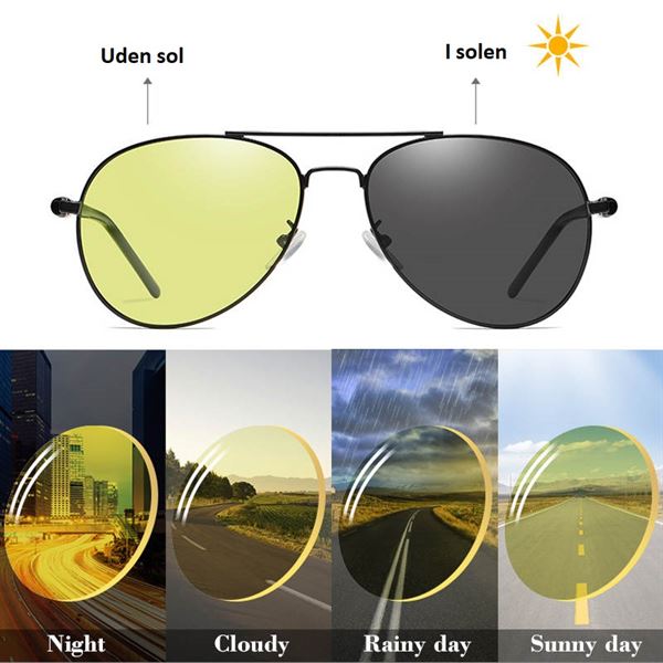 NYHED! Natkørebrille og Solbrille i én bliver mørke i solen (Fotokromiske IQ