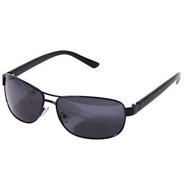 Enkelt og solidt metalstel med sorte stænger i plast. polariserede linser.