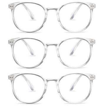TILBUD: 3 par Blue Light Briller med transparent stel "Diamond" (Skærmbriller med blåt lys filter)