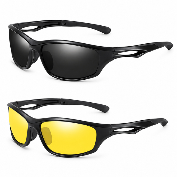 Pakketilbud: 2 stk. Dag + Nat Sportsbriller med Polariserede linser *ANTI-REFLEKS* Pakketilbud: 2 stk. Dag + Nat Sportsbriller med Polariserede linser *ANTI-REFLEKS*